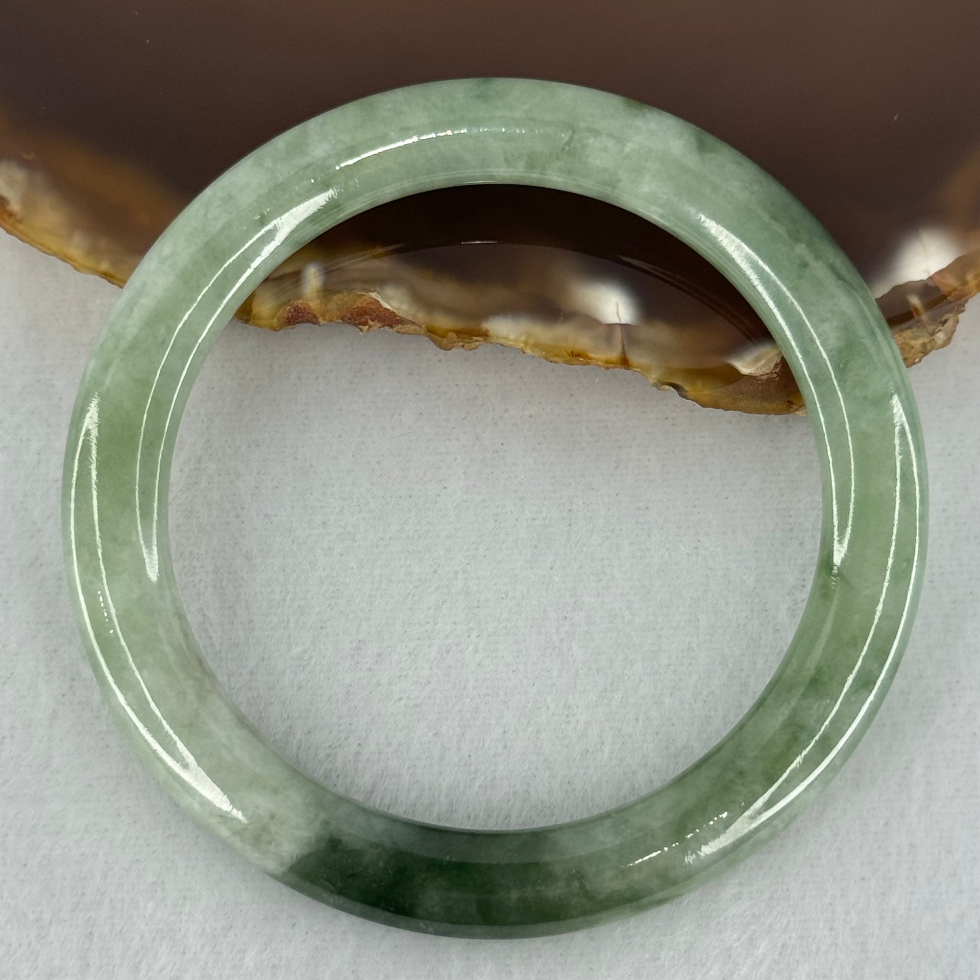 Type A Green with Dark Green  Piao Hua Jadeite Bangle Internal Diameter 51.0mm 25.68g 6.3 by 8.2mm (Slight Internal Line) - Huangs Jadeite and Jewelry Pte Ltd