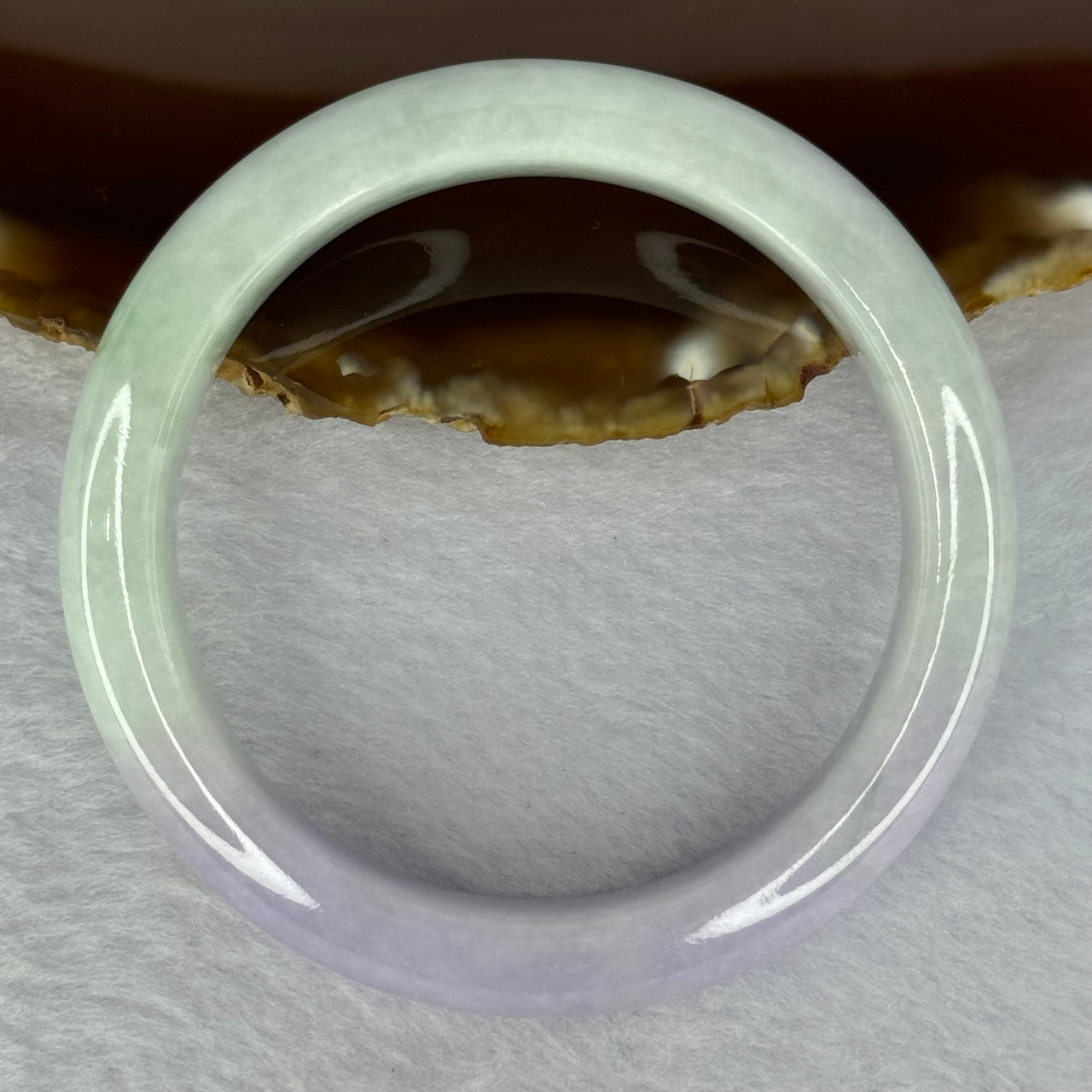 Type A Green with Lavender Jadeite Bangle Internal Diameter 54.7mm 59.02g 12.9 by 8.5mm (Very Slight Internal Line) - Huangs Jadeite and Jewelry Pte Ltd