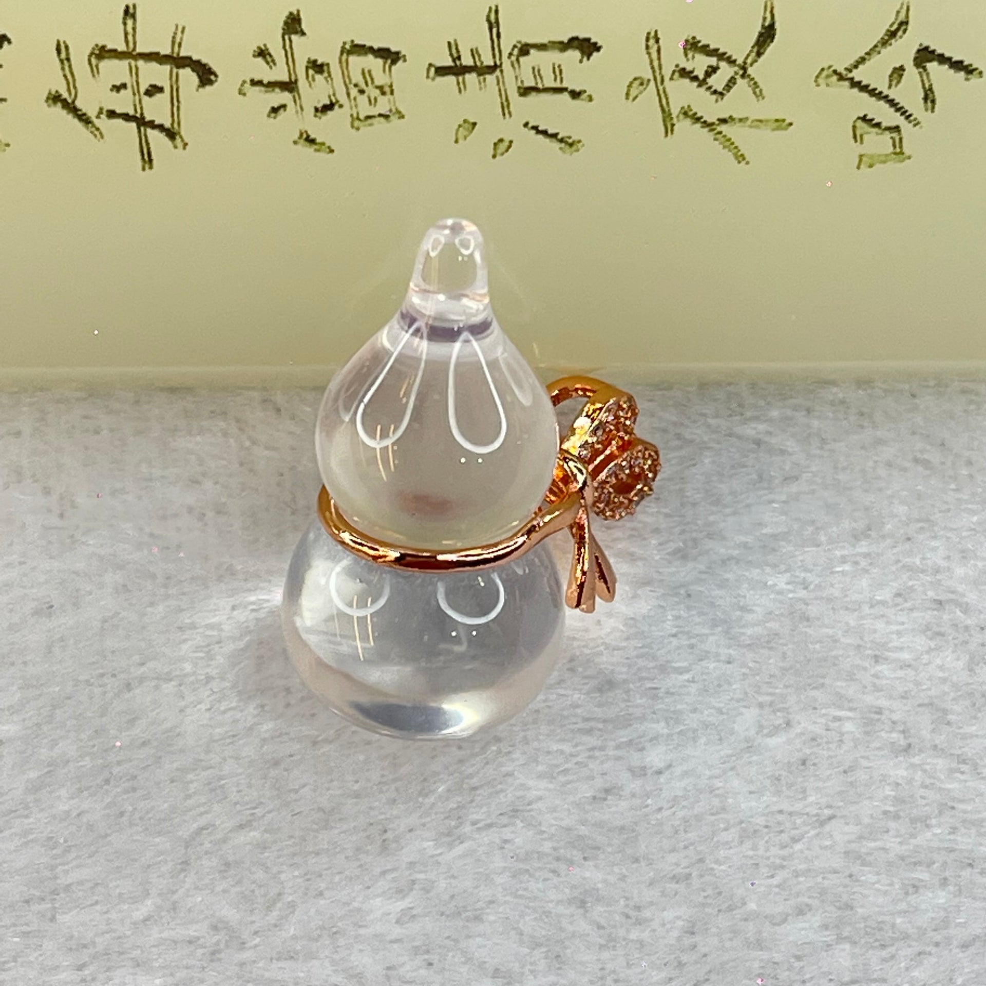 Natural Clear Quartz in Gold Color Hulu Charm Pendant 5.08g 24.16 by 12.8mm - Huangs Jadeite and Jewelry Pte Ltd