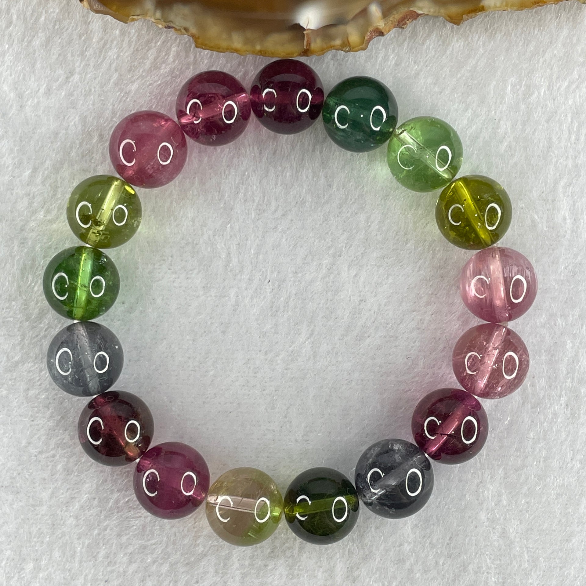 Very Very Good Natural Tourmaline Crystal Beads Bracelet 33.18g 14.5cm 10.7mm 17Beads - Huangs Jadeite and Jewelry Pte Ltd