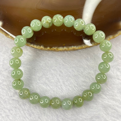 Type A Semi Icy Green Jadeite 25 beads bracelet 7.5mm 17.07g - Huangs Jadeite and Jewelry Pte Ltd