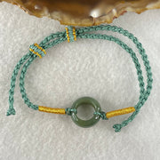 Type A Blueish Green Jadeite Ping An Kou Donut With String Bracelet 2.51g 15.0 by 6.2mm - Huangs Jadeite and Jewelry Pte Ltd