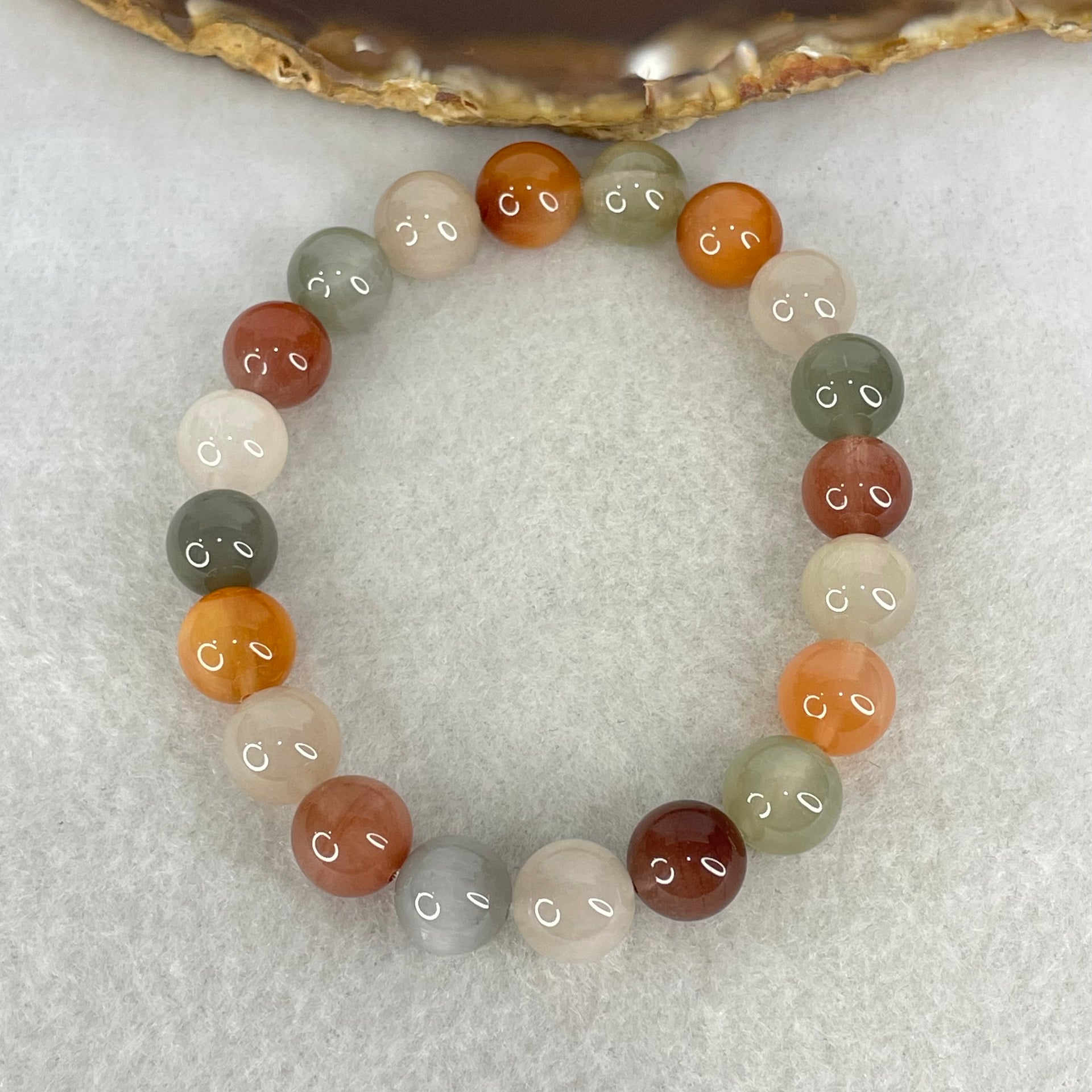 Above Average Grade Natural Muti Colour Rabbit Hair Rutilated Quartz Beads Bracelet 25.24g 16.5mm 9.9mm 20 Beads - Huangs Jadeite and Jewelry Pte Ltd