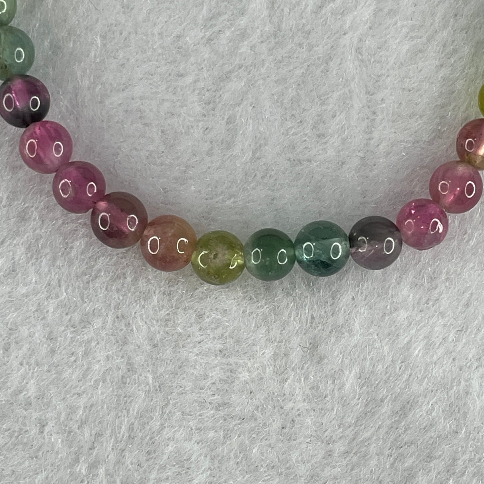 Good Grade Natural Tourmaline Crystal Beads Bracelet 6.48g 13.5cm 5.2mm 33Beads - Huangs Jadeite and Jewelry Pte Ltd