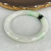 Type A Green with Moss Green Patches Jadeite Bangle Internal Diameter 55.0mm 46.39g 9.4 by 9.6mm (Internal Lines) - Huangs Jadeite and Jewelry Pte Ltd