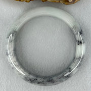 Type A Jadeite Faint Green Wuji Grey Piao Hua Bangle Internal Diameter 56.7mm 77.66g 16.7 by 8.8mm (Close to Perfect) - Huangs Jadeite and Jewelry Pte Ltd