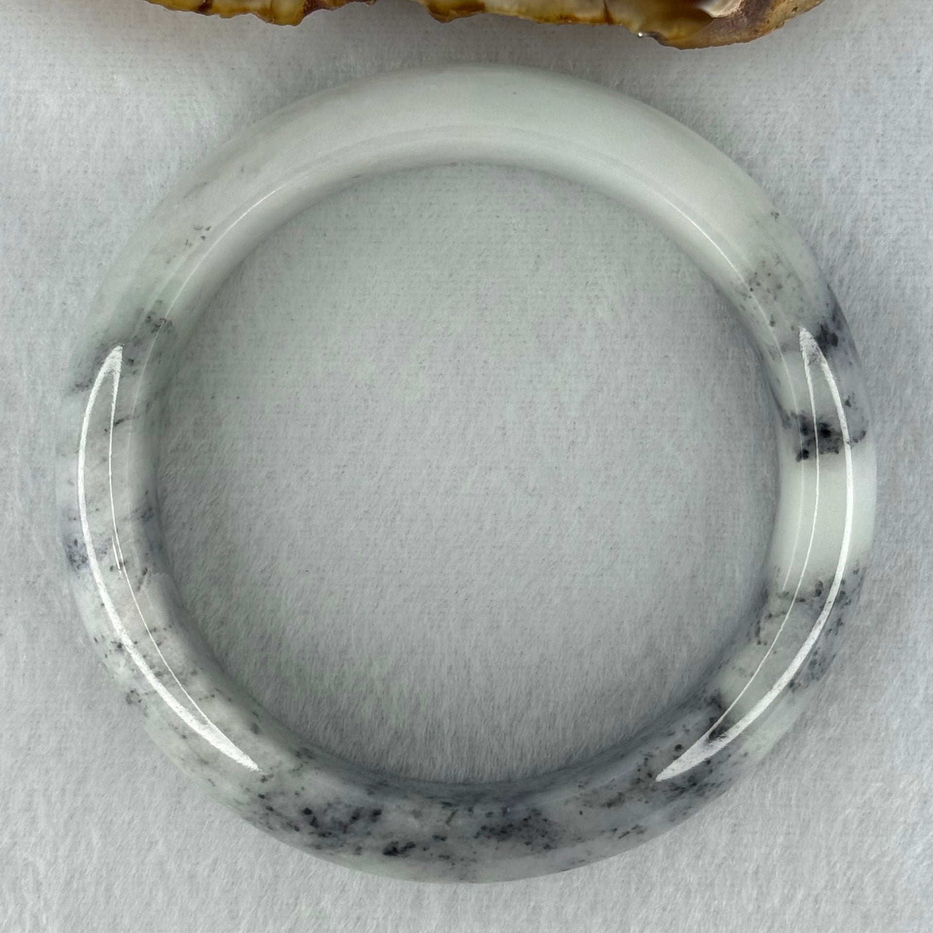 Type A Jadeite Faint Green Wuji Grey Piao Hua Bangle Internal Diameter 56.7mm 77.66g 16.7 by 8.8mm (Close to Perfect) - Huangs Jadeite and Jewelry Pte Ltd