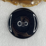 Type A Opaque Black Omphacite Jadeite Ping An Kou Donut Pendant 52.09g 50.3 by 9.8mm - Huangs Jadeite and Jewelry Pte Ltd