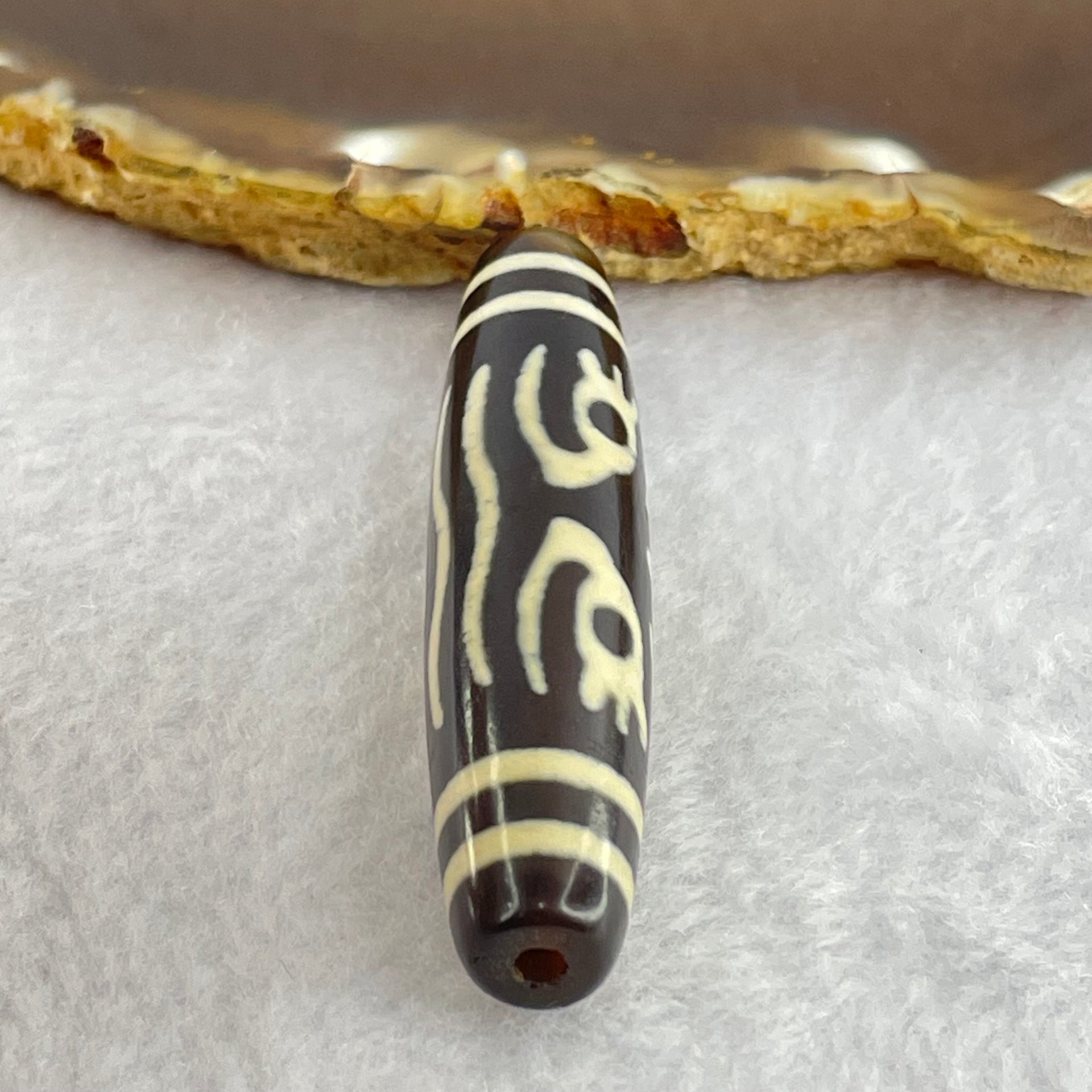 Natural Powerful Tibetan Old Oily Agate Zha Ji La Mu Female Cai Shen Bead Heavenly Master (Tian Zhu) 扎吉拉木女财神天珠 15.40g 59.8 by 13.0mm - Huangs Jadeite and Jewelry Pte Ltd