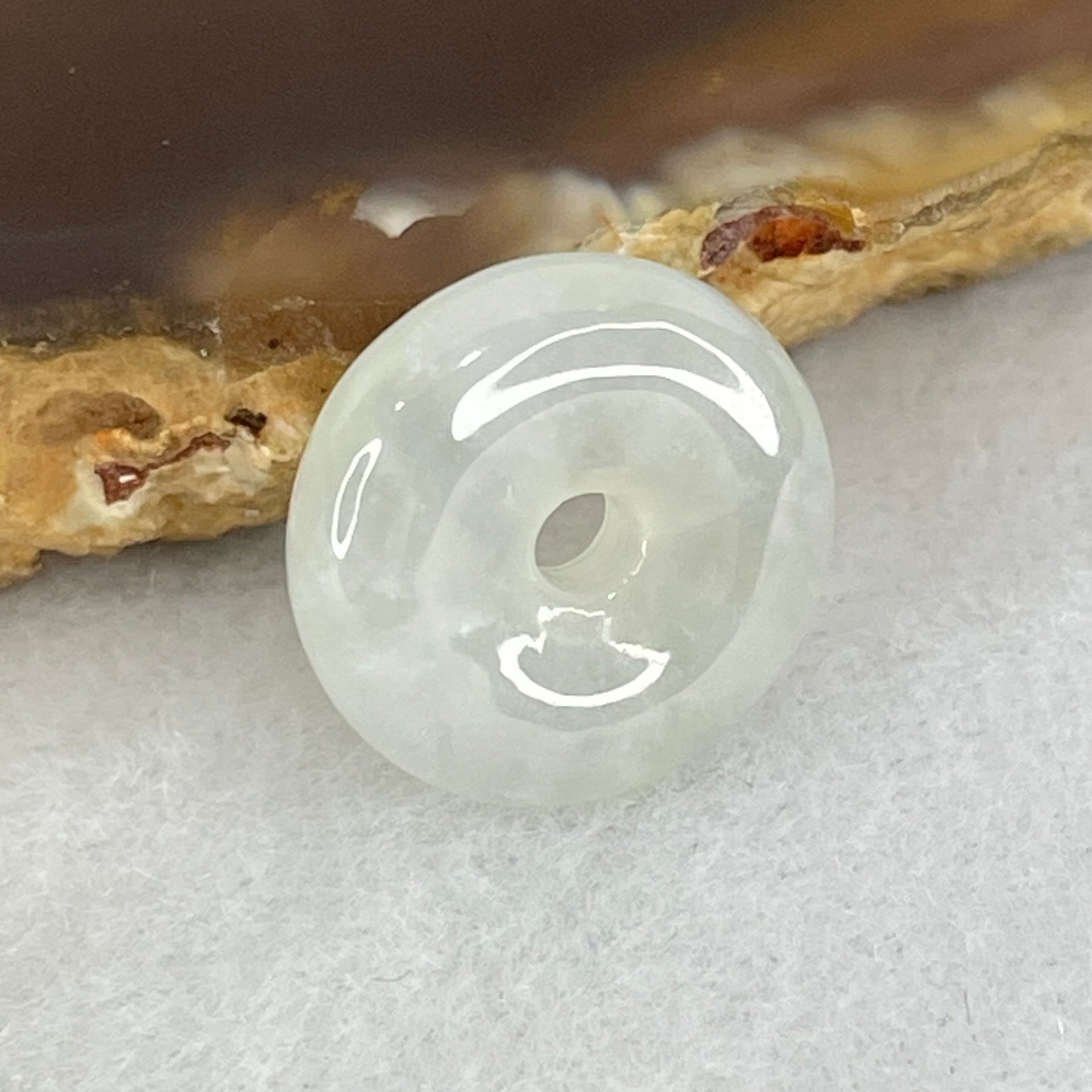 Type A Icy Sky Blue Jadeite Ping An Kou Donut Charm Pendant 2.16g 14.4 by 4.7mm - Huangs Jadeite and Jewelry Pte Ltd