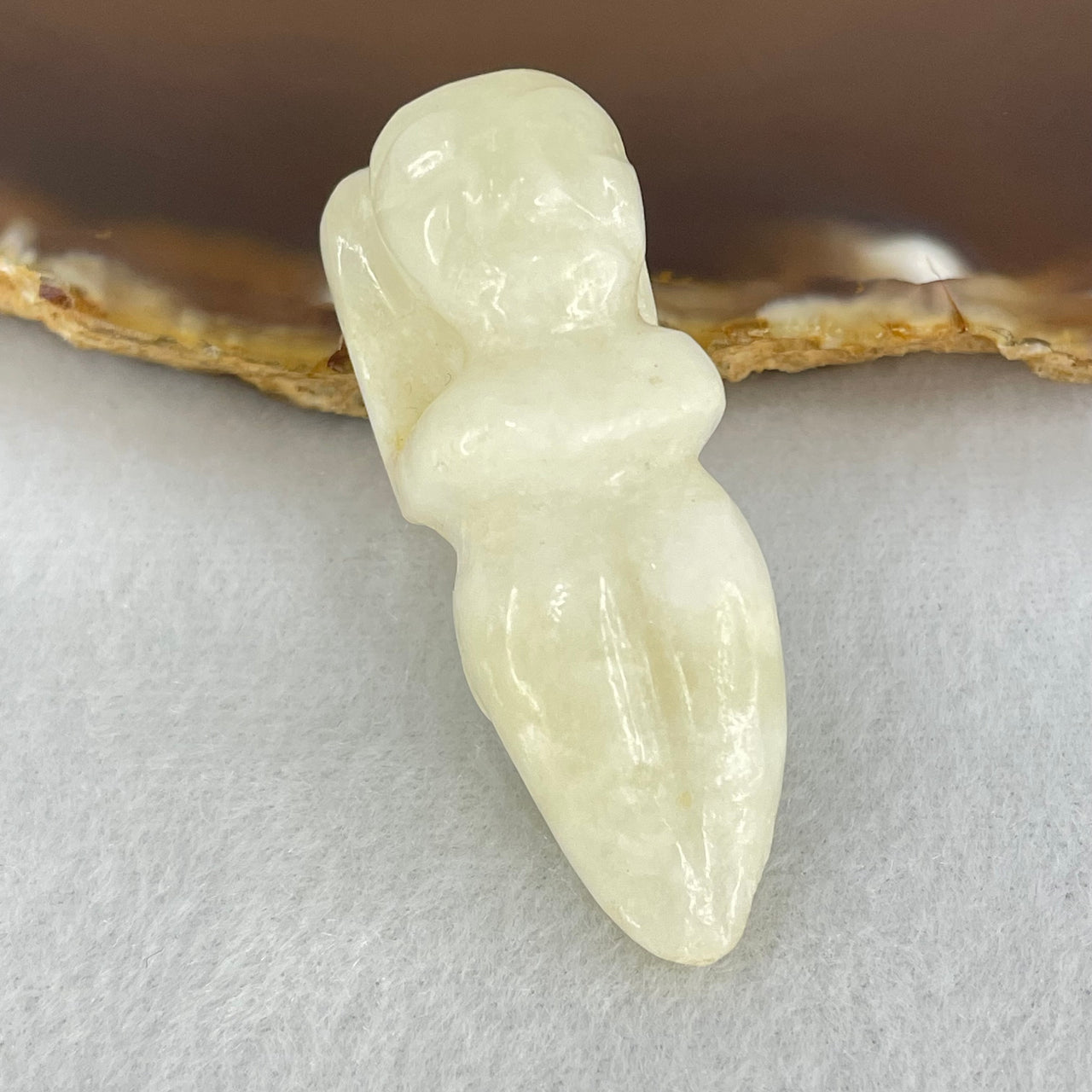 Natural White Nephrite Ancient Man Pendant 23.46g 47.6 by 17.6 by 18.5mm - Huangs Jadeite and Jewelry Pte Ltd