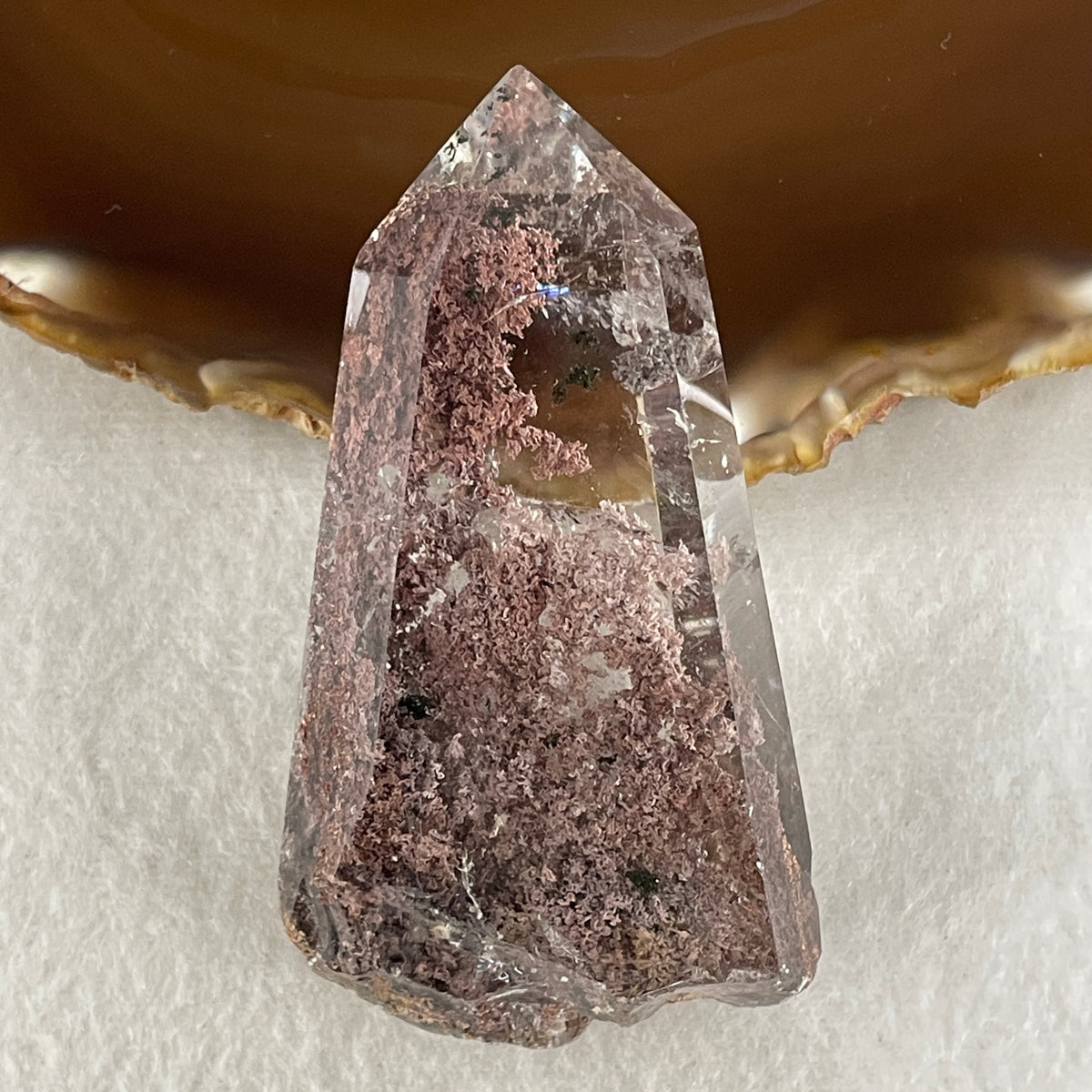 Special Natural Red with Black Phantom Quartz Tower Display | (100.96g | 76.6 x 42.3 x 25.2mm | Grounding & Breakthrough Catalyst, "Stone of Transformation & Executive Protection" Power Generator, Feng Shui Shield & Abundance Anchor)
