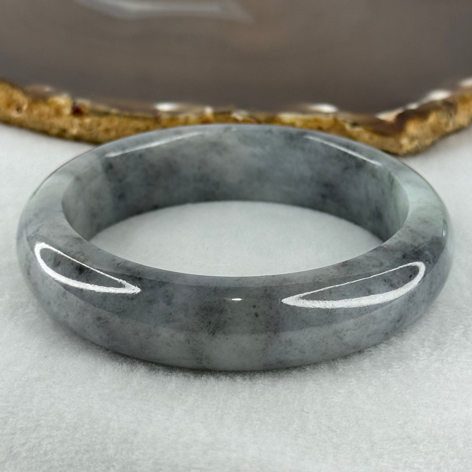 Type A Wuji Grey Jadeite Bangle Internal Diameter 57.8mm 77.44g 15.2 by 9.3mm (Very Slight Internal Lines) - Huangs Jadeite and Jewelry Pte Ltd