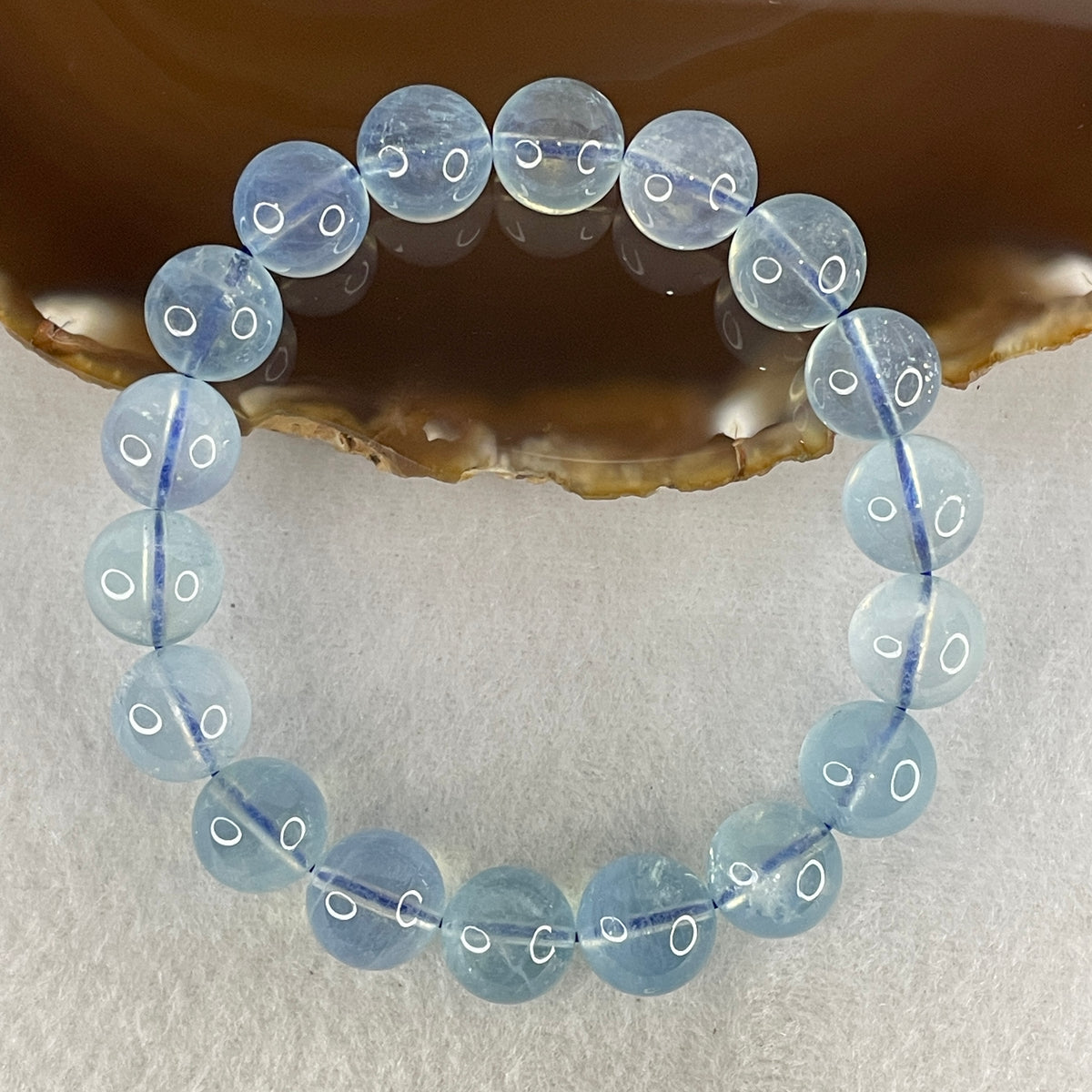 Certified Above Average Natural Aquamarine Beads Bracelet | 17cm with 18 Beads 11.8mm (39.30g | Ocean Blue Translucency |Throat & Third Eye Chakra Harmony, Tranquil Communication & Serene Wealth Shield)