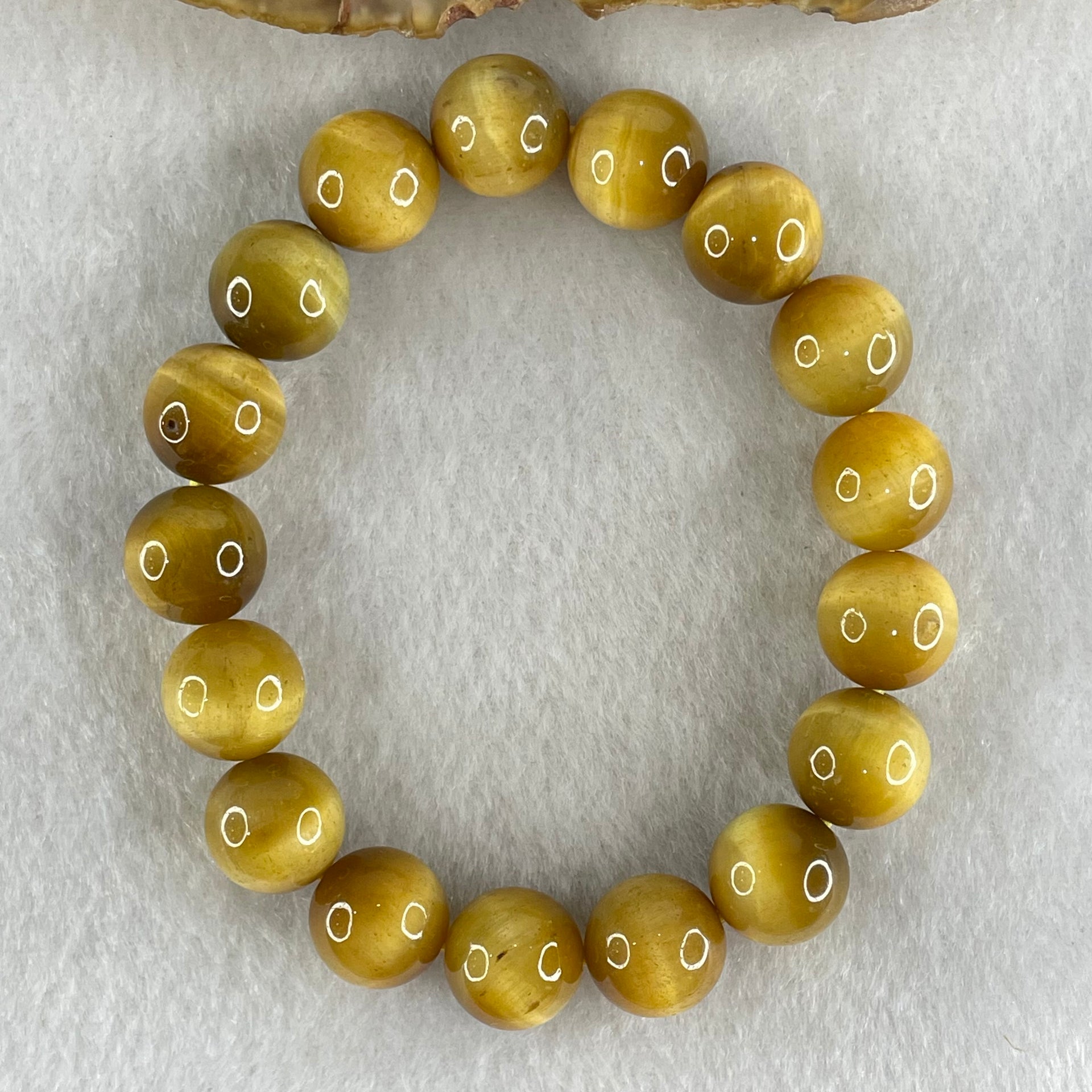 Good Grade Natural Yellow Tiger Eye Quartz Beads Bracelet 天然黄虎眼手链 40.47g 16cm 12.2mm 17 Beads - Huangs Jadeite and Jewelry Pte Ltd