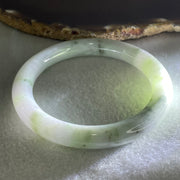 Type A Light Green Light Lavender with Green piao Hua Floral Jadeite Bangle 49.06g Inner Diameter 56.6mm 9.8 by 10.1mm (Slight Internal Line) - Huangs Jadeite and Jewelry Pte Ltd