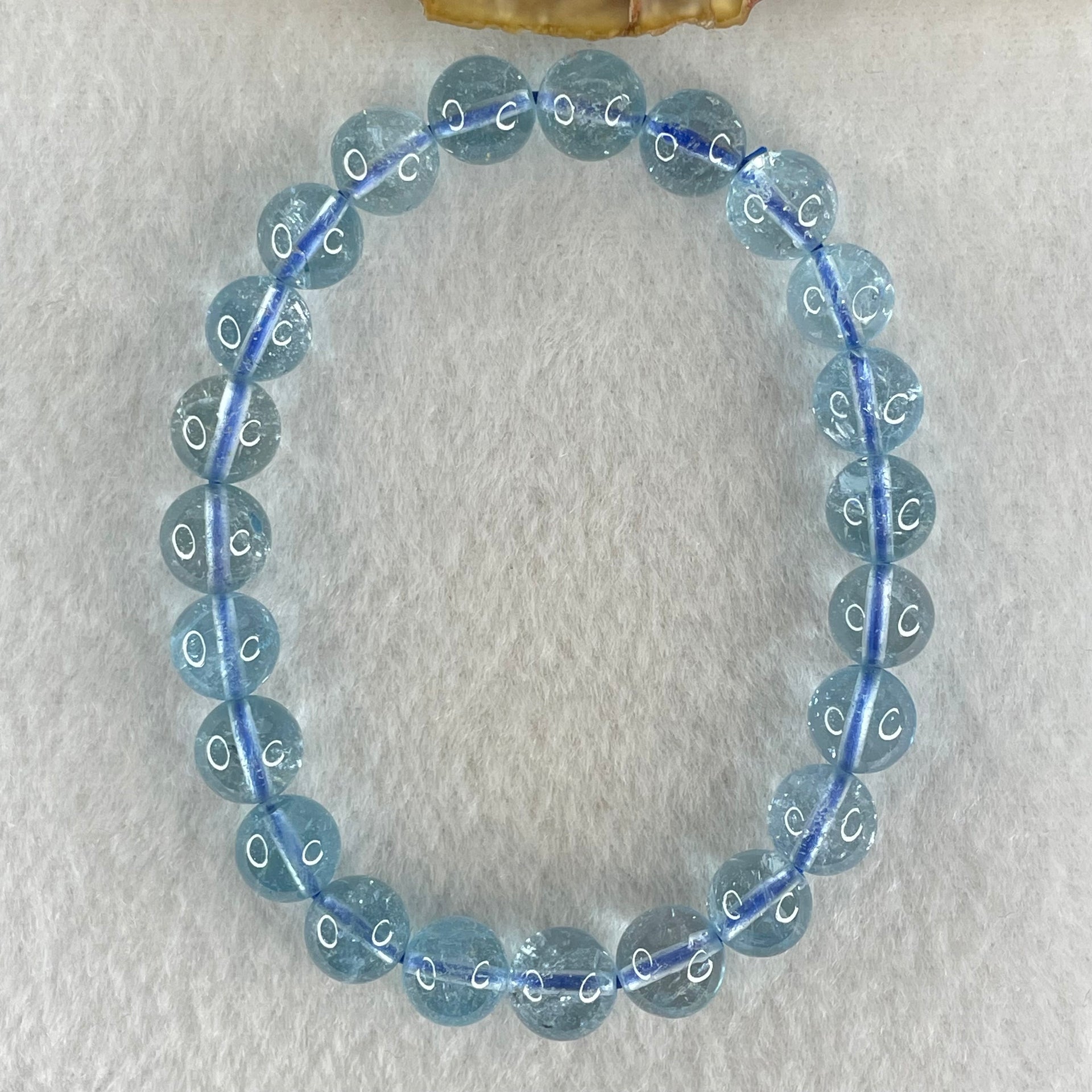 Above Average Natural Blue Topaz Beads Bracelet 23.54g 15.5cm 8.4mm 23 Beads - Huangs Jadeite and Jewelry Pte Ltd