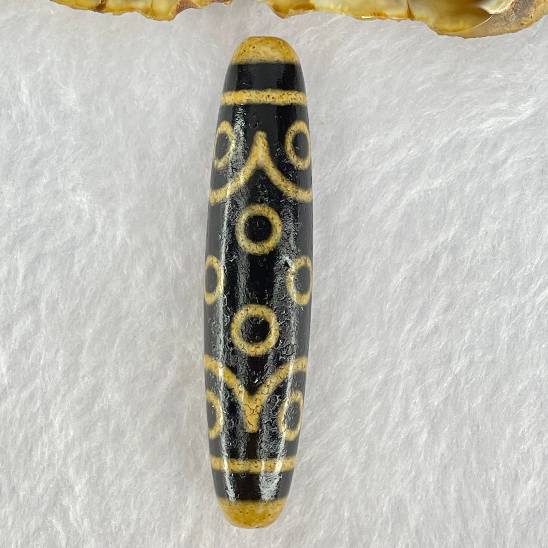 Natural Powerful Tibetan Old Oily Dark and Light Brown Agate 15 Eyes Dzi Bead Heavenly Master (Tian Zhu) 十五眼天诛 14.35g 58.1 by 13.1mm - Huangs Jadeite and Jewelry Pte Ltd