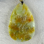 Rare Grand Master Type A 4 Colours Yellow Lavender Green Red Jadeite Neza on Dragon A货大师四彩翡翠哪咋三太子牌 70.66g 71.8 by 48.6 by 11.8mm with Wooden Stand - Huangs Jadeite and Jewelry Pte Ltd