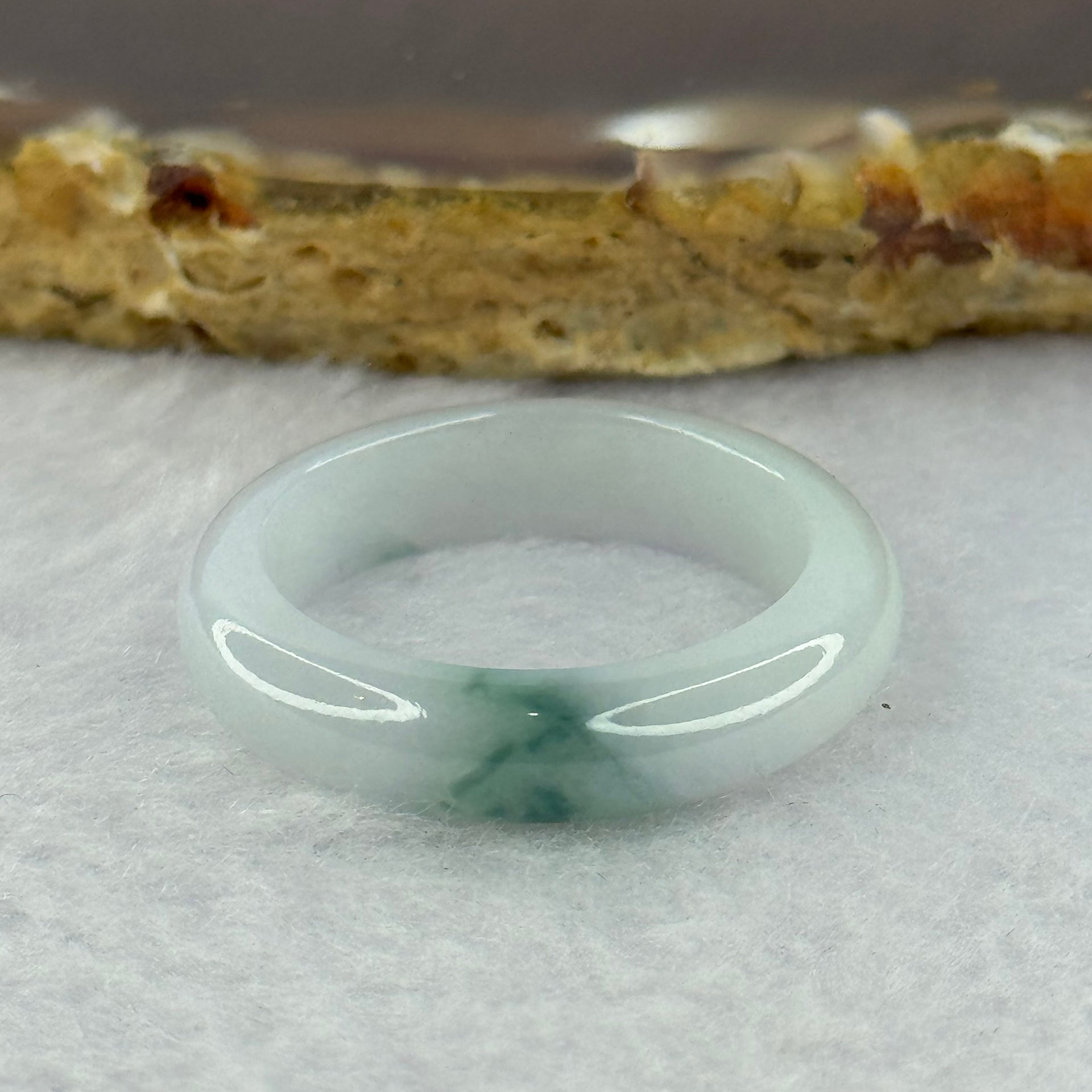 Type A Light Green Lavender with Blueish Green Patch Jadeite Ring 3.70g 5.9 by 3.6mm US9.5 HK21 - Huangs Jadeite and Jewelry Pte Ltd