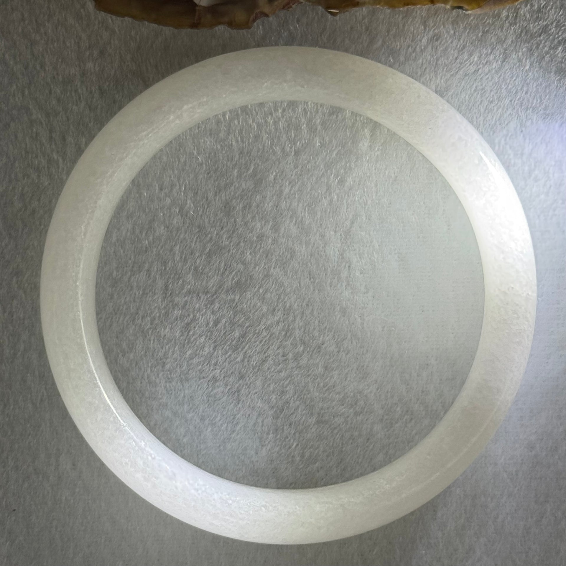 Natural White Jade Crystal Bangle 52.73g Internal Diameter 60.3mm 14.2 by 8.4mm - Huangs Jadeite and Jewelry Pte Ltd