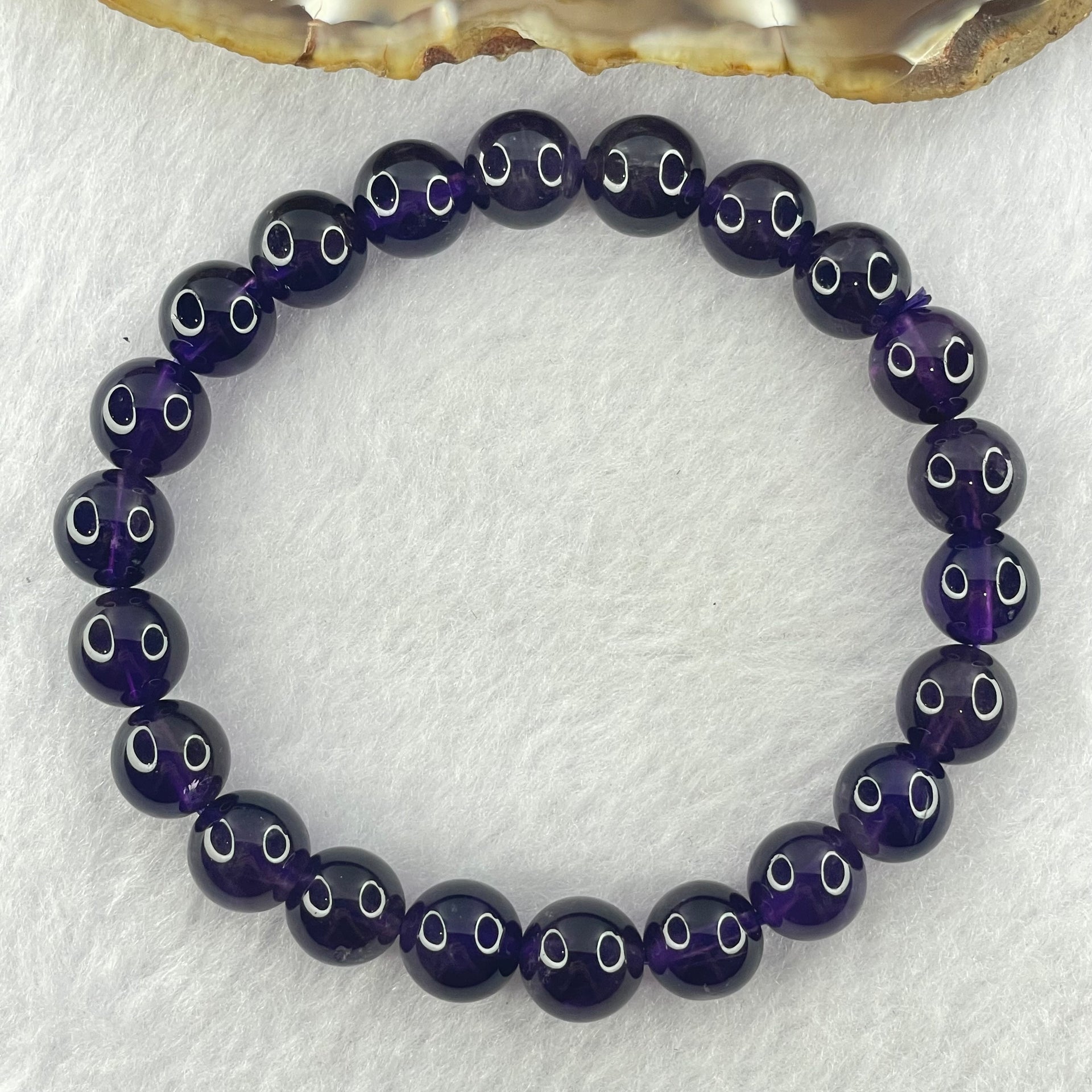 Good Grade Natural Amethyst Bracelet 22.81g 16.5cm 9.2mm 22 Beads - Huangs Jadeite and Jewelry Pte Ltd