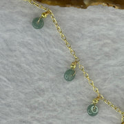 Type A Icy Blueish Green Jadeite God of Fortune Cai Shen Ye Pendent In Gold Color Necklace 8.61g 38.2 by 15.8 by 3.8mm - Huangs Jadeite and Jewelry Pte Ltd