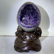 Natural Deep Purple Amethyst Egg with Wooden Stand Display Total 5,224.7g 170.0 by 165.0 by 265.0mm - Huangs Jadeite and Jewelry Pte Ltd