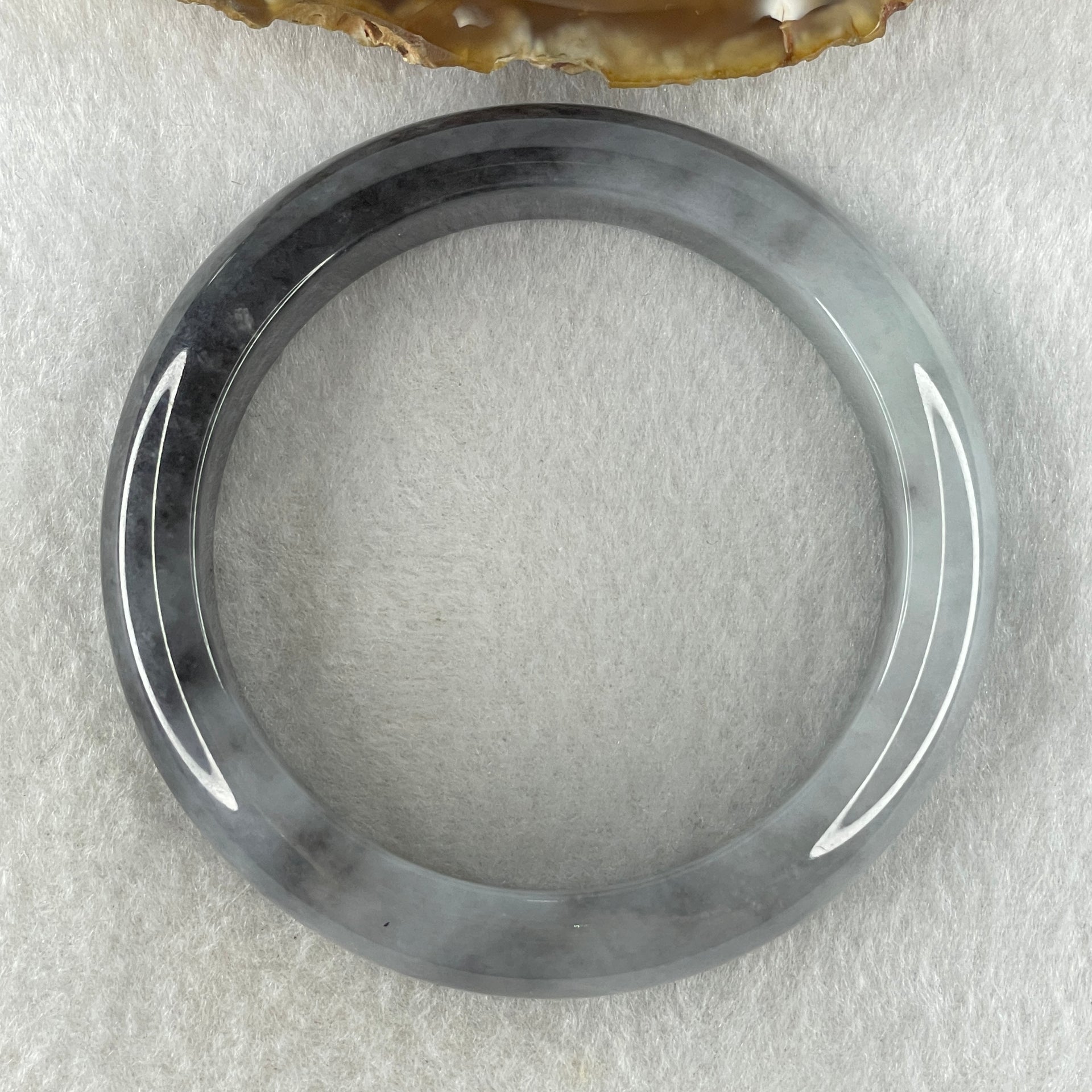 Type A Natural Wuji Grey Black Jadeite Bangle 66.98g Inner Diameter 56.6mm 13.7 by 8.1mm (Slight Internal Lines) - Huangs Jadeite and Jewelry Pte Ltd