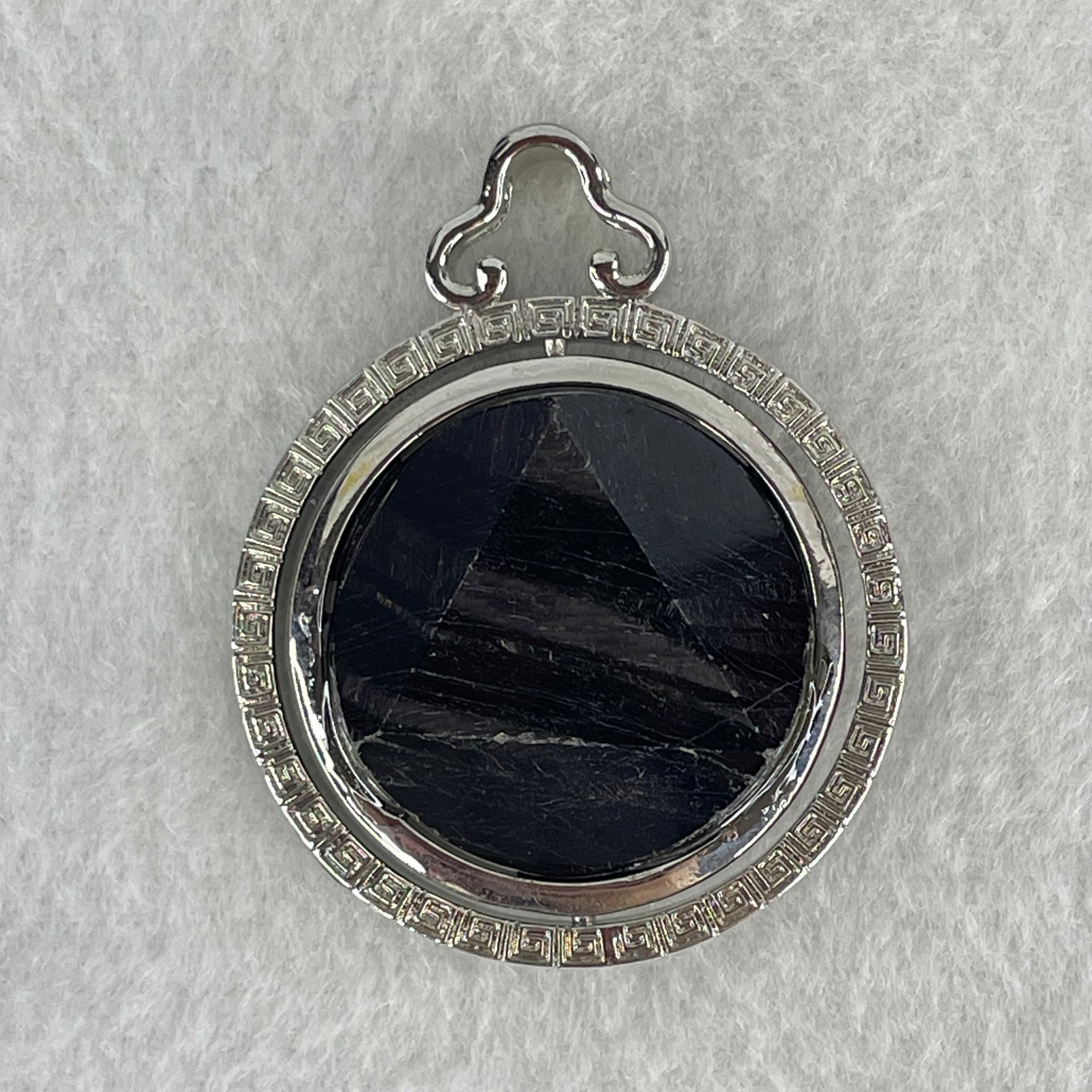 Natural Hypersthene in Stainless Steel Pendant 24.14g 25.0 by 9.6mm - Huangs Jadeite and Jewelry Pte Ltd