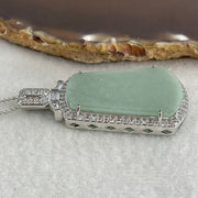 Natural Type A Semi Icy Blueish Green Jadeite Wushipai Necklace in S925 Silver | (17.84g | 42cm S925 | 37.0 x 24.0 x 2.0mm | Unobstructed Peace & Supreme Protection Anchor, Feng Shui Harmony & Executive Calm Necklace) - Huangs Jadeite and Jewelry Pte Ltd
