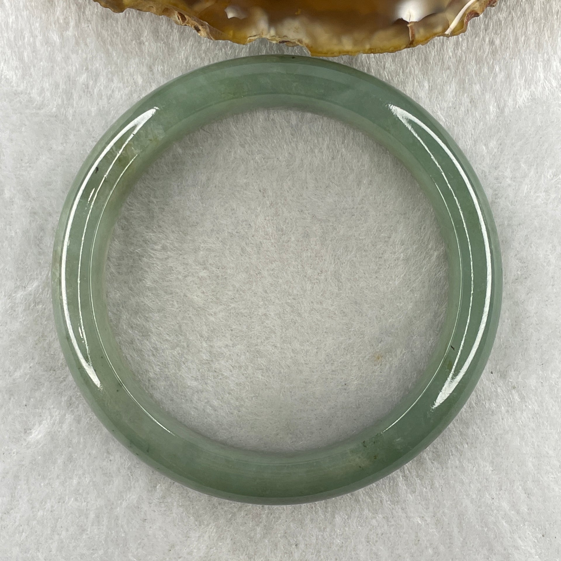 Natural Type A Jelly Green Jadeite Bangle 47.56g Inner Diameter 52.8mm 12.2 by 7.8mm (External and Internal Lines) - Huangs Jadeite and Jewelry Pte Ltd