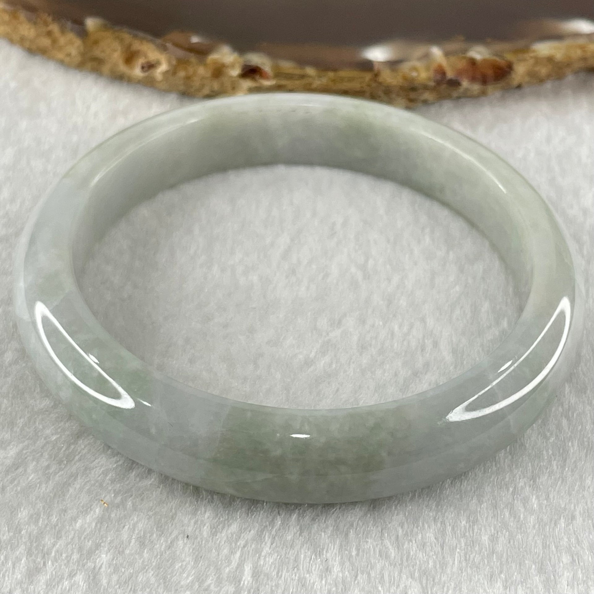 Type A Faint Lavender Faint Green Jadeite Bangle 46.17g Internal Diameter 57.5mm 11.7 by 7.5mm (Very Slight External Roughs with Internal Lines) - Huangs Jadeite and Jewelry Pte Ltd