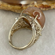 Average Grade Natural Copper Rutilated Quartz Cabochon in S925 Silver Flower design Ring (Adjustable Size) 8.20g 19.0 by 14.1 by 11.5mm - Huangs Jadeite and Jewelry Pte Ltd