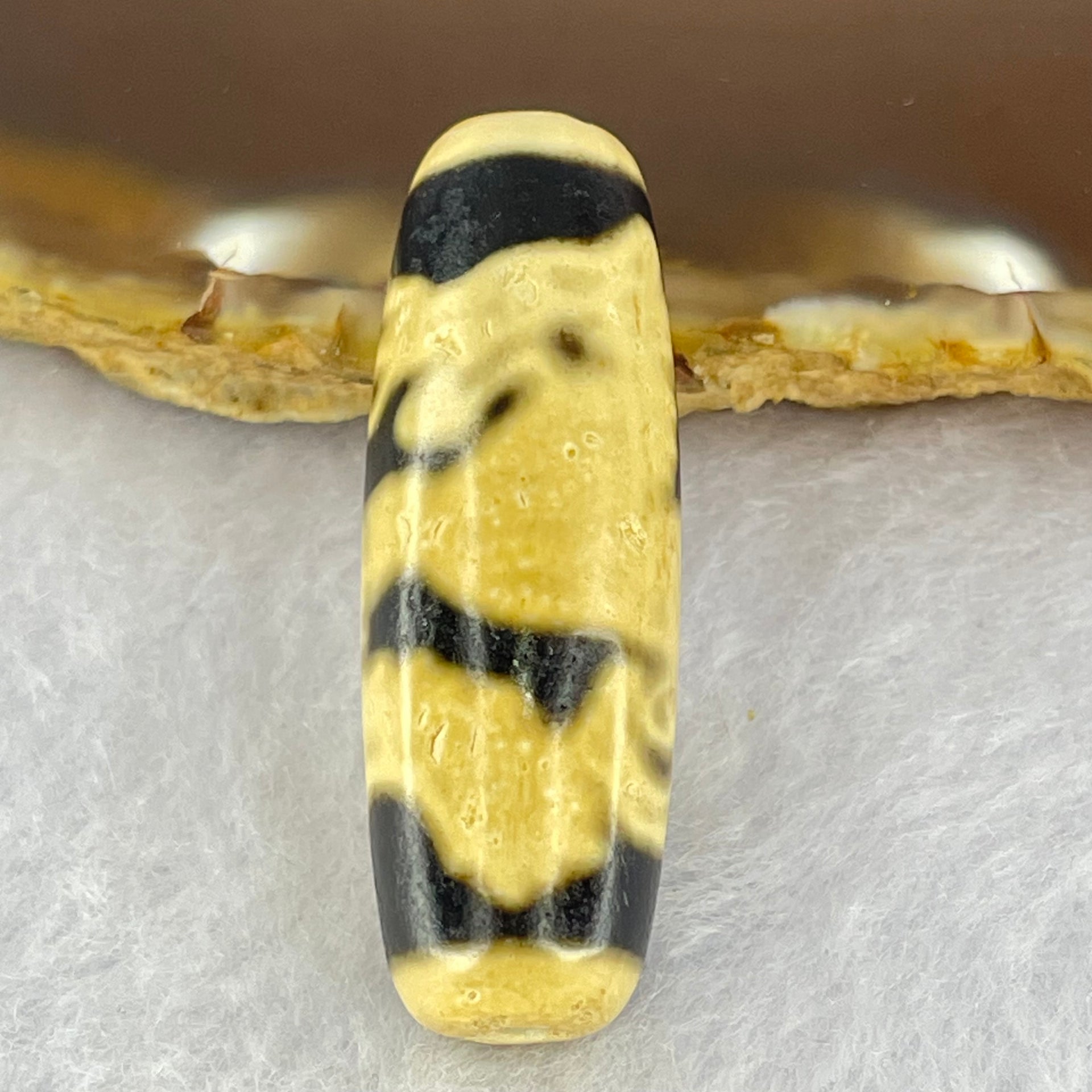 Natural Powerful Tibetan Old Oily Agate Dragon Dzi Bead Heavenly Master (Tian Zhu) 龙天诛 9.91g 38.1 by 12.9mm - Huangs Jadeite and Jewelry Pte Ltd