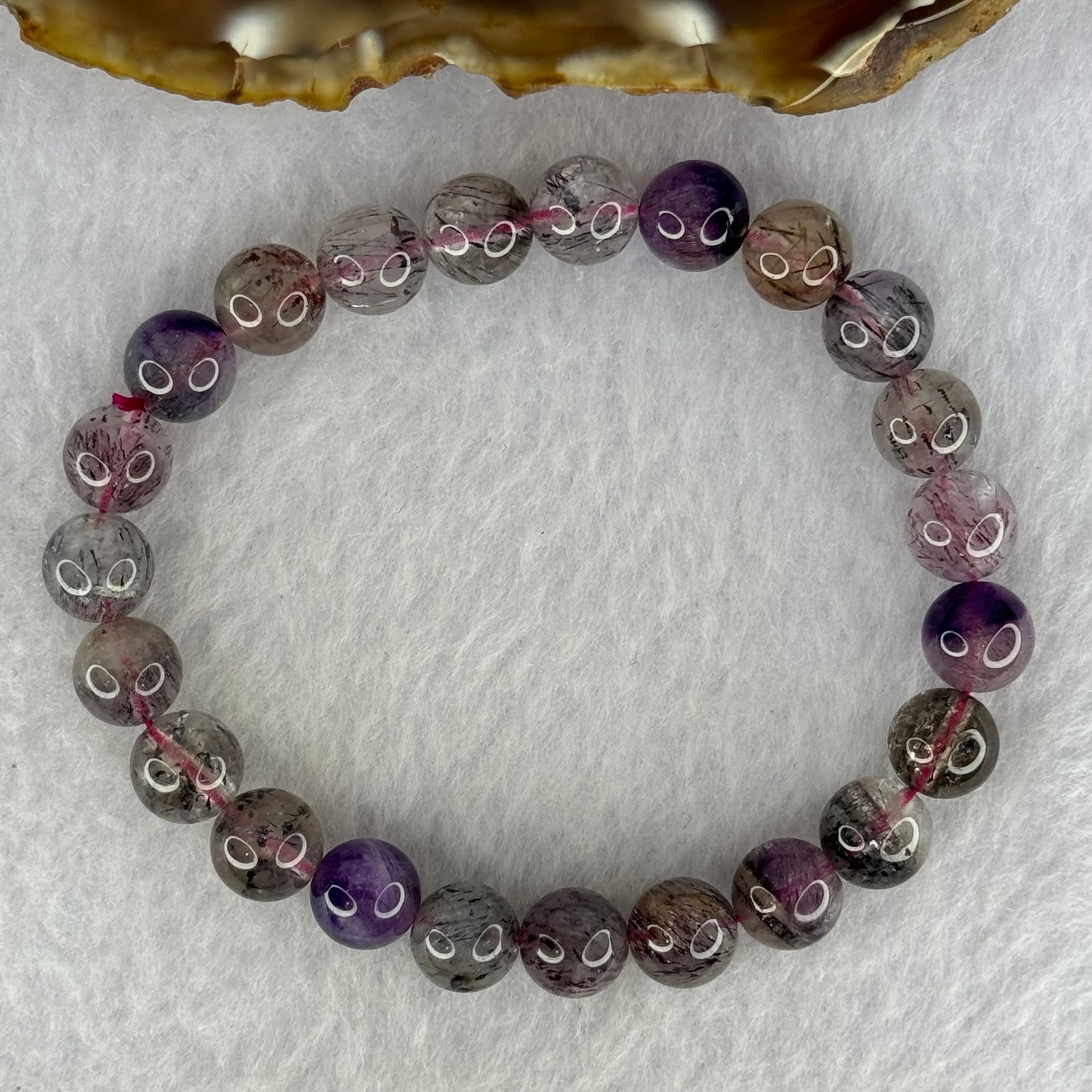 Natural Super 7 Beads Bracelet 20.61g 17cm 8.8mm 23 Beads - Huangs Jadeite and Jewelry Pte Ltd