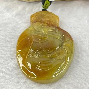 Type A Yellow Jadeite God of Fortune Cai Shen Ye Pendent 24.75g 56.9 by 32.6 by 7.0mm - Huangs Jadeite and Jewelry Pte Ltd