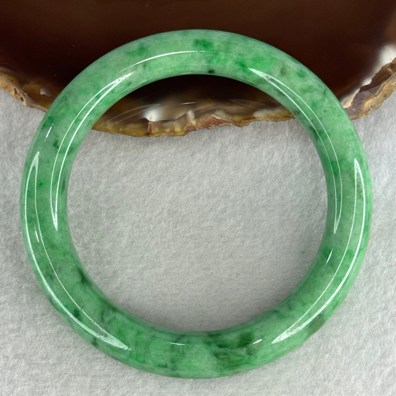 Type A Apple Green Jade Jadeite Bangle 60.77g Inner Diameter: 59.2mm Thickness: 10.2 by 10.4mm (Very Very Slight Internal Lines) - Huangs Jadeite and Jewelry Pte Ltd