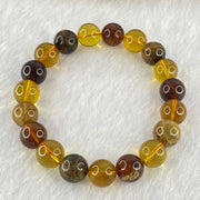 Natural Mixed Color Amber Beads Bracelet 9.41g 15.5cm 9.9mm 19 Beads - Huangs Jadeite and Jewelry Pte Ltd
