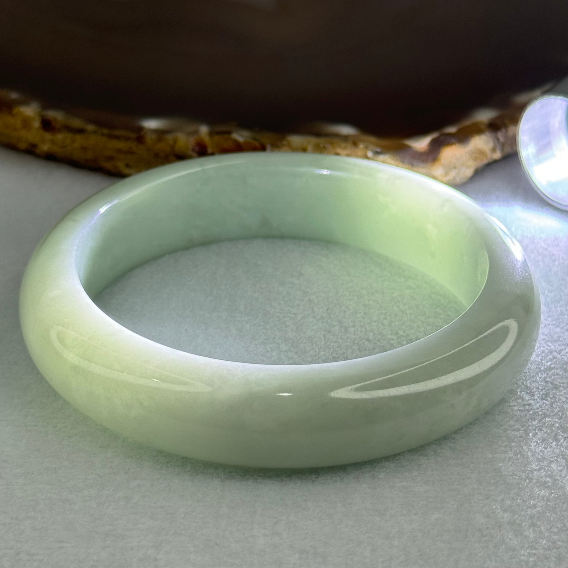 Type A Sky Blue Jadeite Bangle Internal Diameter 57.9mm 74.84g 14.3 by 9.5mm (Close to Perfect) - Huangs Jadeite and Jewelry Pte Ltd