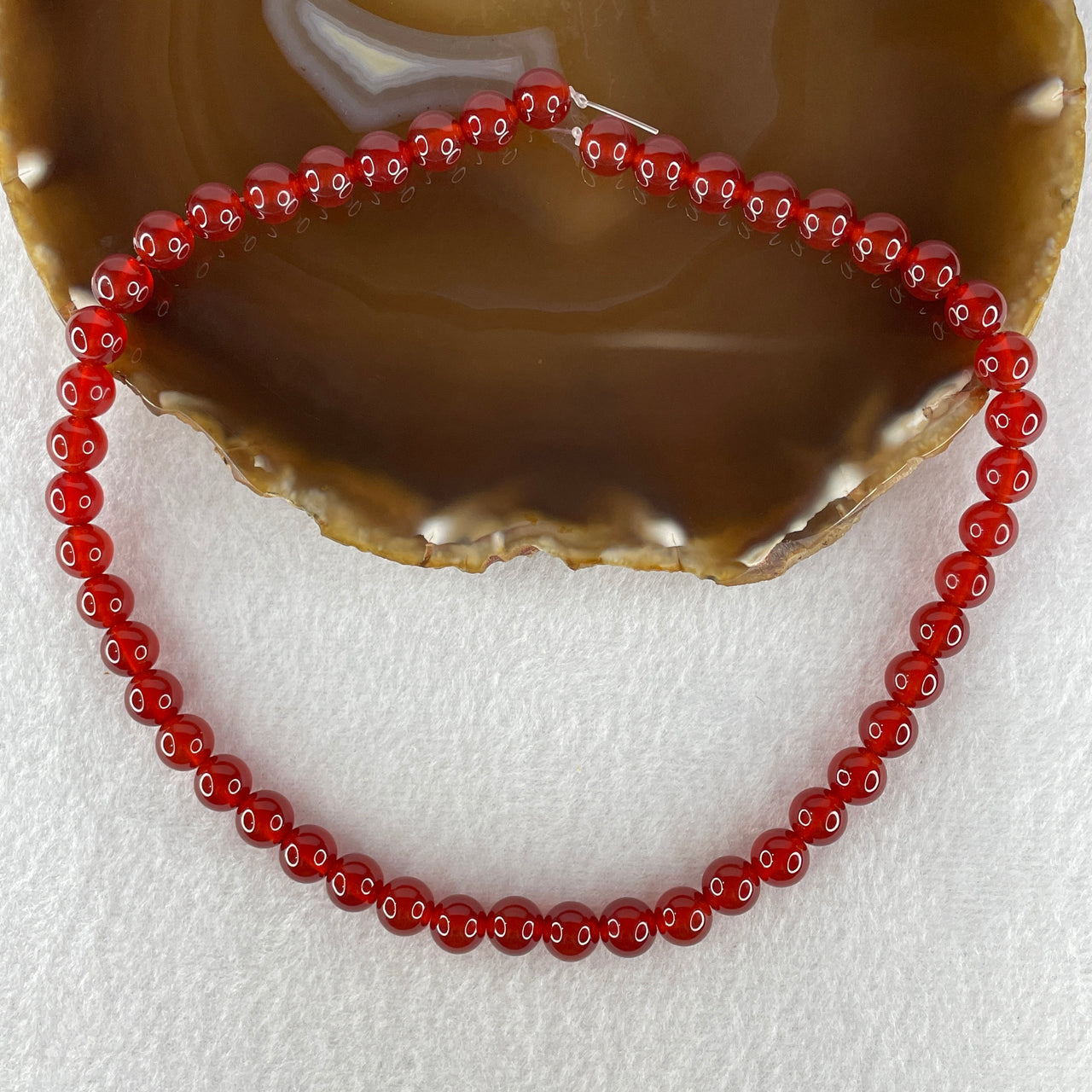 Certified Natural Red Agate Chalcedony Beads Loose Beads for Bracelet 34.48g 38cm 8.2mm 48 Beads