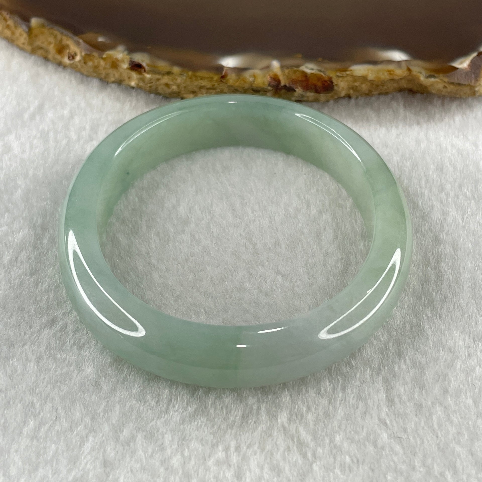 Natural Type A Jelly Full Light Green Jadeite Oval Bangle 34.07g Inner Diameter 53.8mm 10.2 by 7.4mm (Very Slight Internal Lines) - Huangs Jadeite and Jewelry Pte Ltd