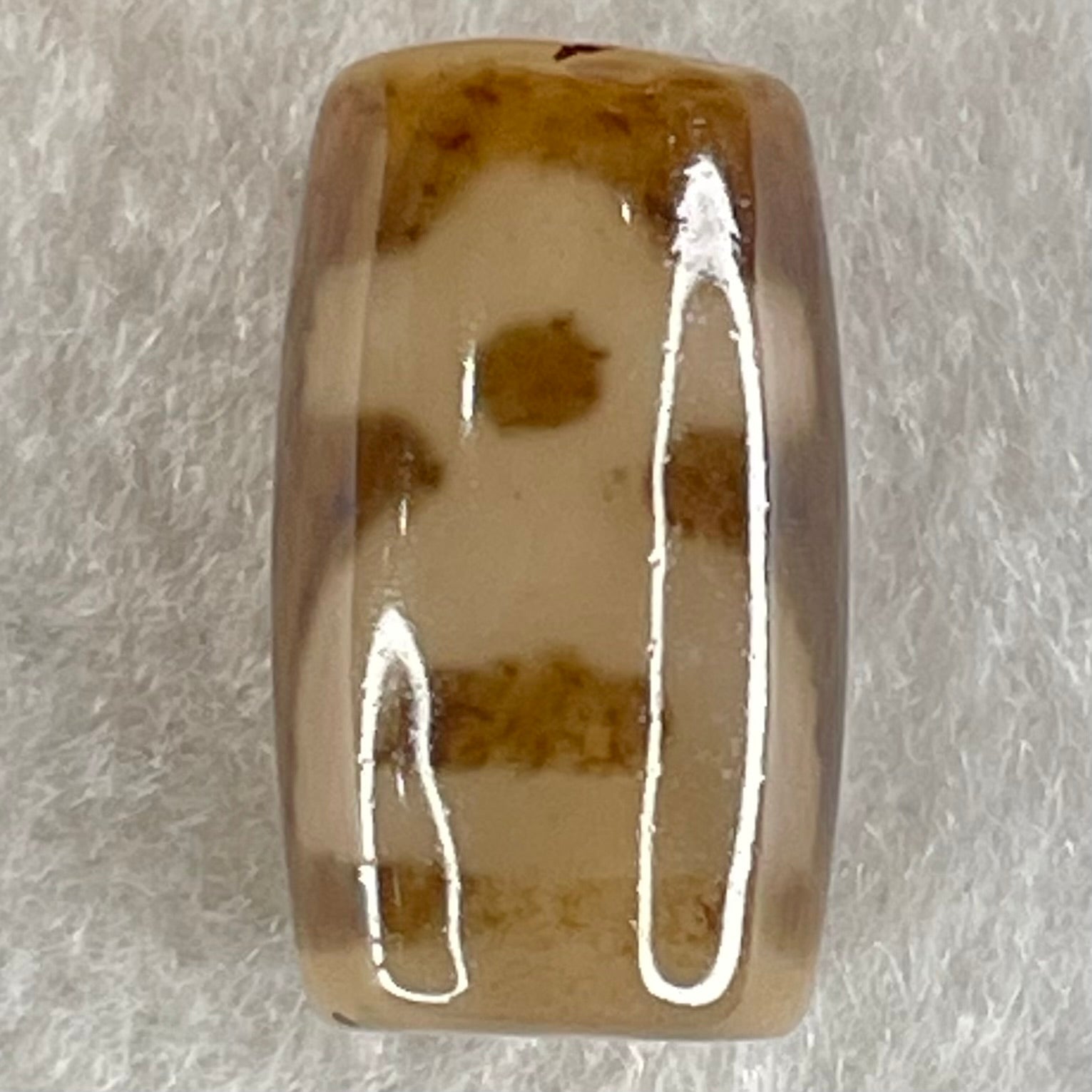 Natural Powerful Tibetan Old Oily Agate Double Cai Shen Dzi Bead Heavenly Master (Tian Zhu) 双财神长天珠 4.60g 19.4 by 11.6mm - Huangs Jadeite and Jewelry Pte Ltd