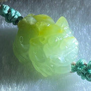 Type A Blueish Green with Yellow Jadeite Male Pixiu String Bracelet 3.31g 13cm 15.9 by 13.6 by 9.4mm - Huangs Jadeite and Jewelry Pte Ltd
