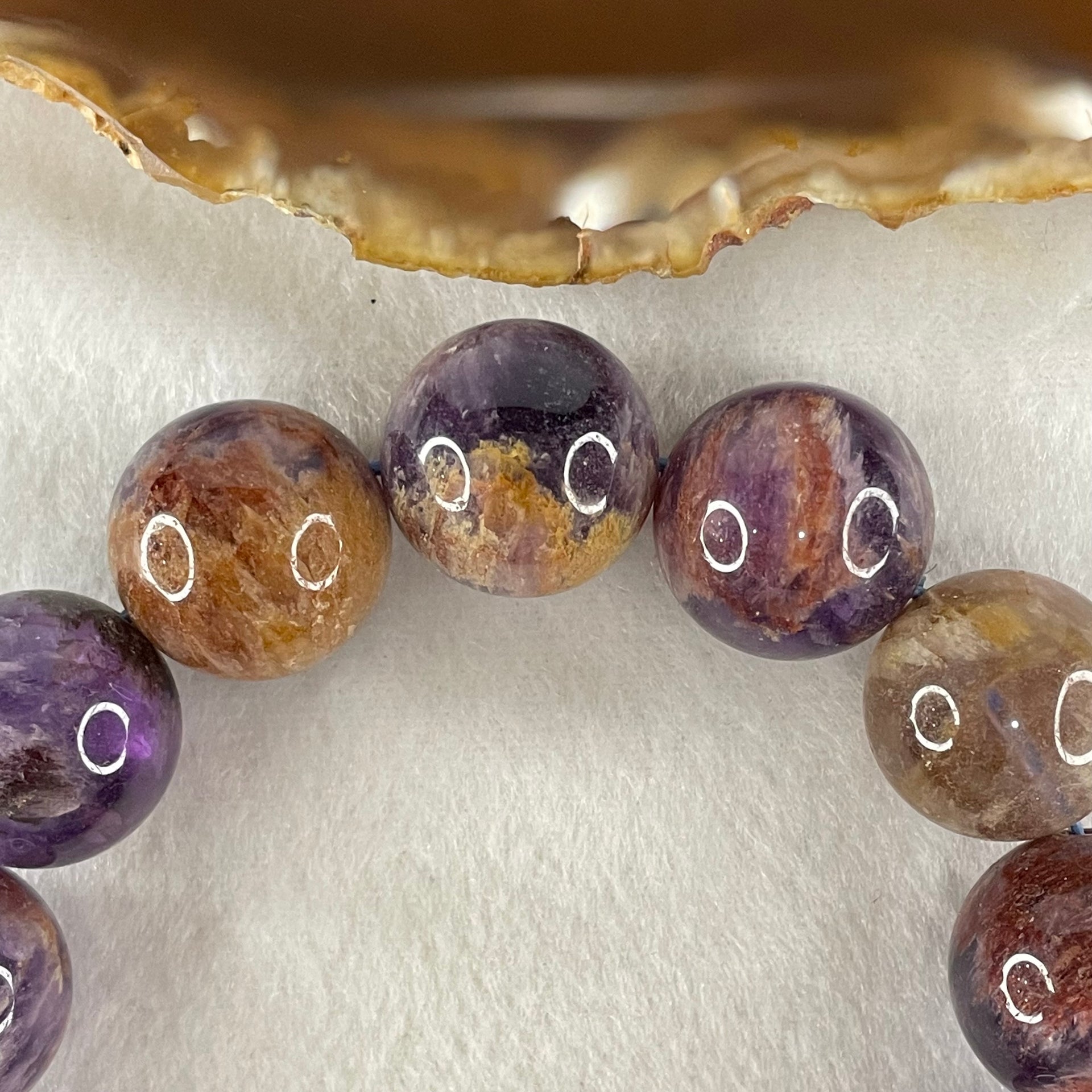Above Average Grade Natural Amethyst Phantom Quartz Beads Bracelet 天然紫幽灵水晶手链 111.14g 19cm 19.0mm 13 Beads - Huangs Jadeite and Jewelry Pte Ltd