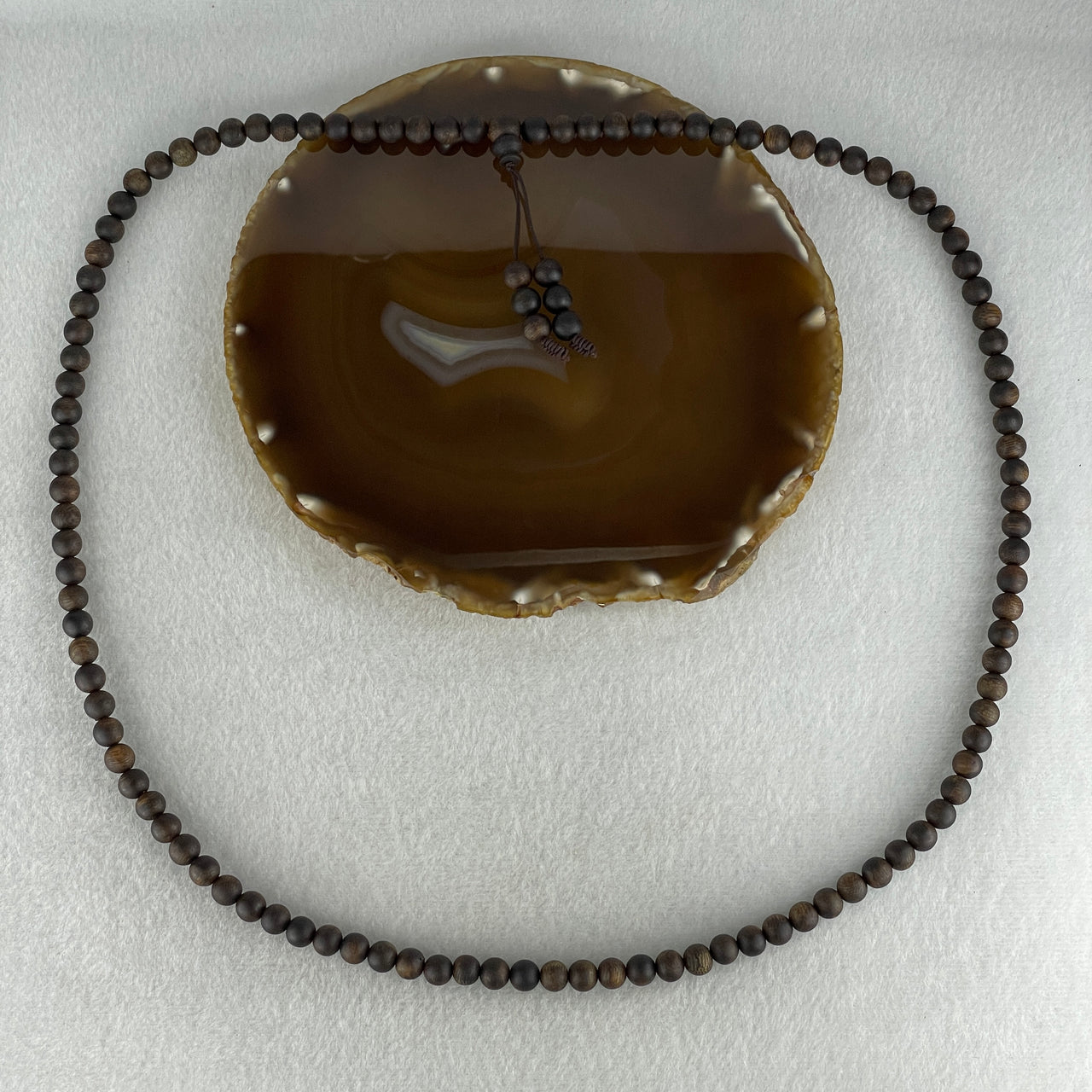 Certified Good Grade Natural Vietnam Agarwood Beads Necklace 27.02g 72cm 7.8mm 108 Beads