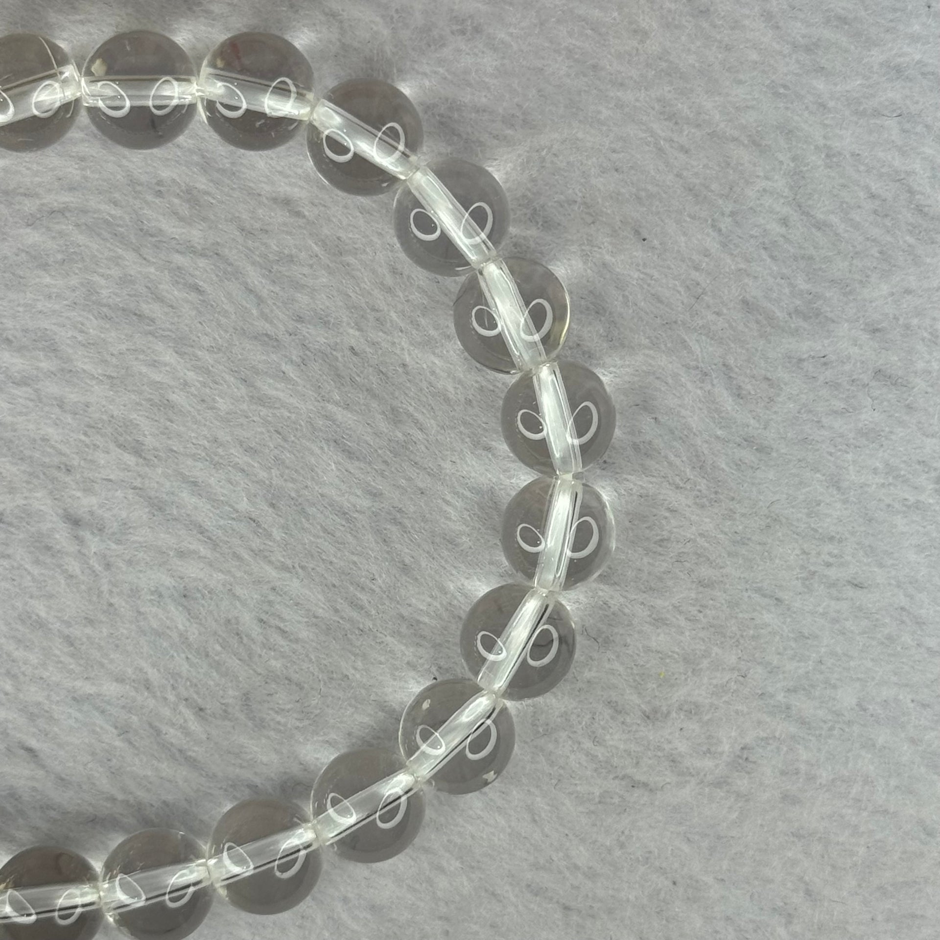 Natural Clear Quartz Bracelet 天然白水晶手链 18.61g 16.5cm 8.4mm 24 Beads - Huangs Jadeite and Jewelry Pte Ltd