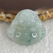 Certified Natural Type A Jelly Light Green with Green Piao Hua Jadeite Milo Laughing Buddha 6.33g 23.7 by 25.8 by 7.2mm - Huangs Jadeite and Jewelry Pte Ltd