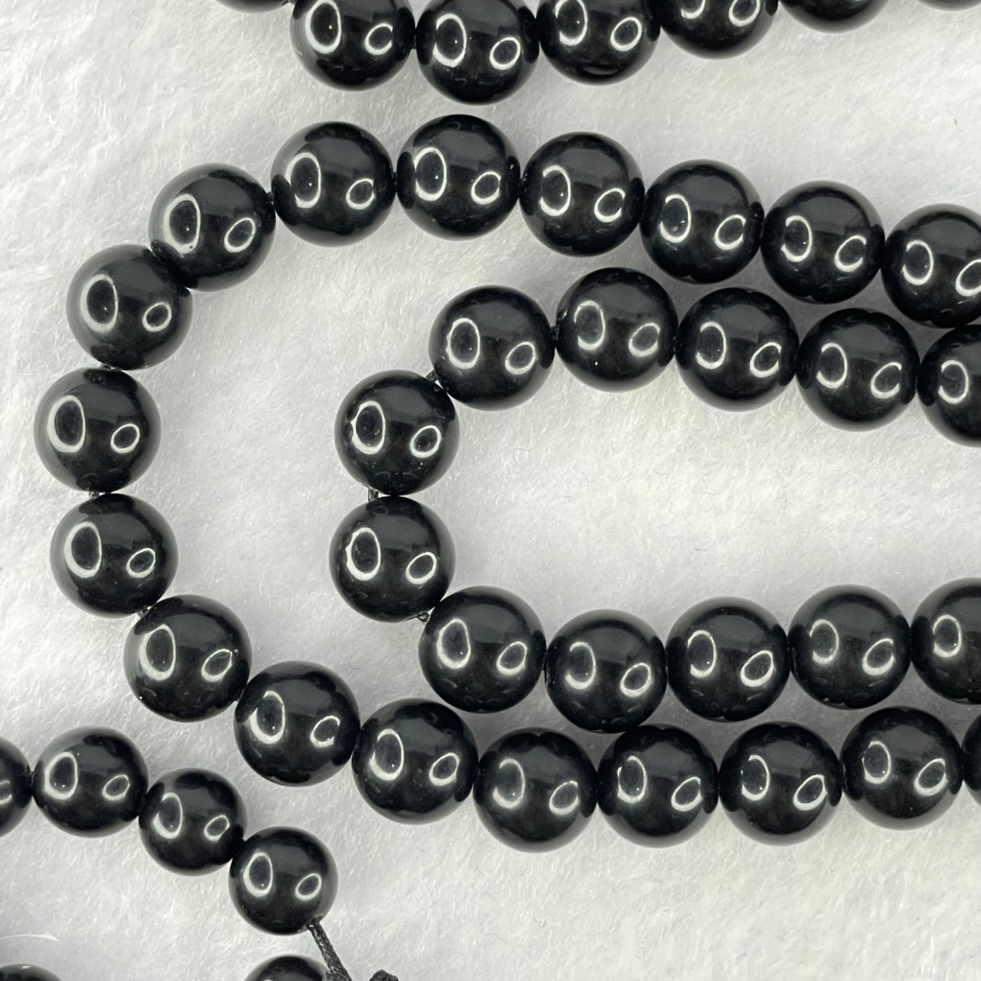 Natural Black Amber Beads Necklace 天然黑琥珀项链 39.36g 88cm 13.0mm 1 Bead 10mm 1 Bead 8.7mm 108 Beads - Huangs Jadeite and Jewelry Pte Ltd