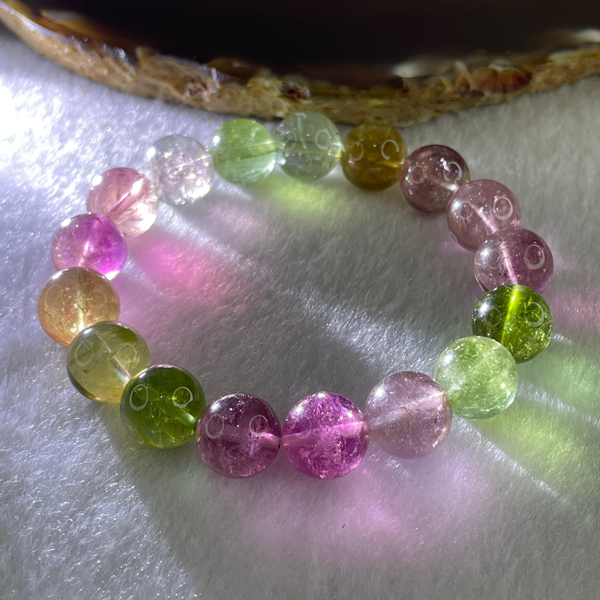 Very Good Natural Tourmaline Crystal Beads Bracelet 32.47g 14cm 10.9mm 17Beads - Huangs Jadeite and Jewelry Pte Ltd